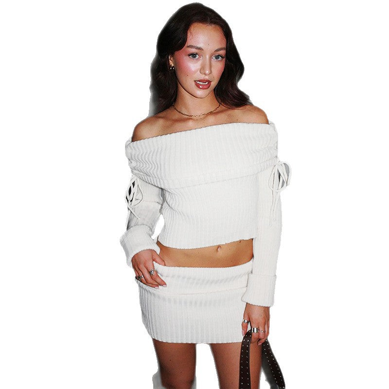 Damen Off-Shoulder Strick-Set mit modischen Details Echo Archiv