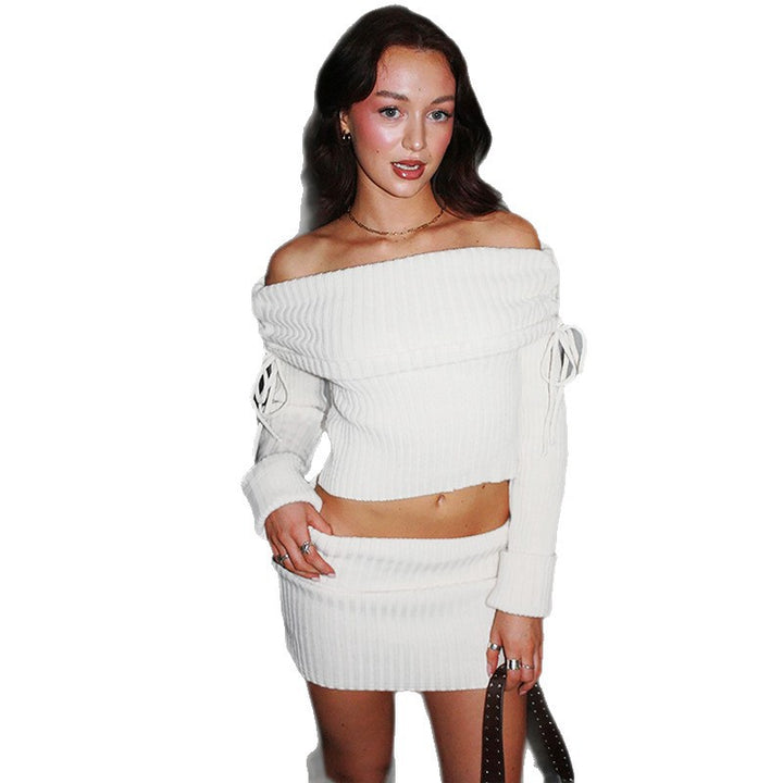 Damen Off-Shoulder Strick-Set mit modischen Details Echo Archiv