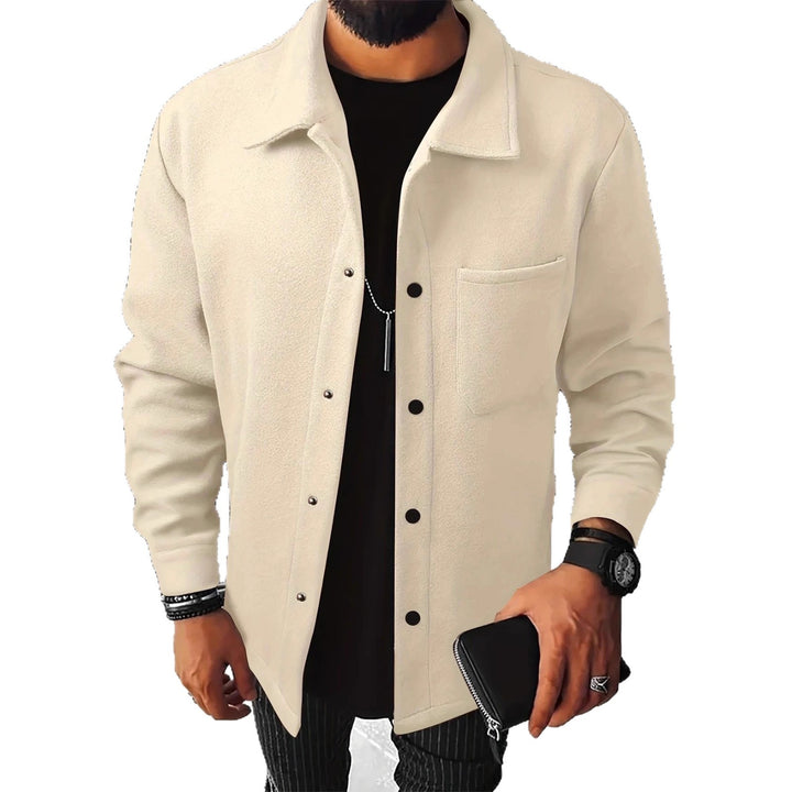 Herren nan minimalistische Hemdjacke aus softem Fleece mit verdeckter Druckknopfleiste und aufgesetzter Brusttasche Echo Archiv