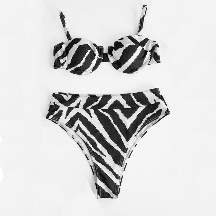 Damen Hochgeschnittener Bikini mit elegantem Zebra-Muster Echo Archiv