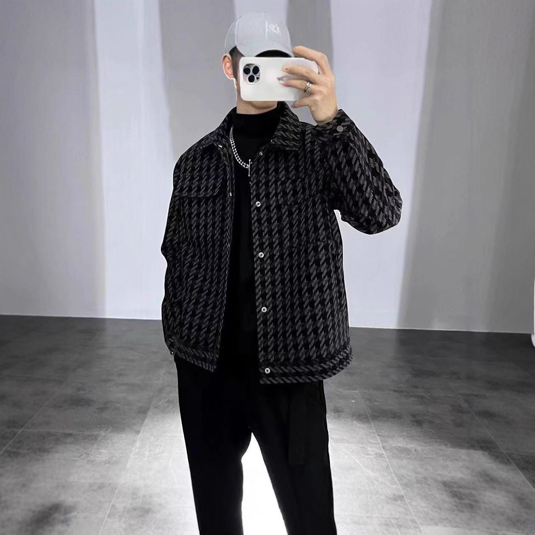 Herren Modische Houndstooth-Jacke Echoarchiv