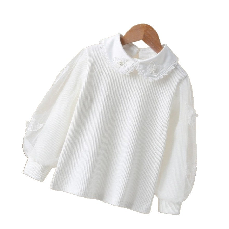 Damen Bluse mit eleganten Puffärmeln und Rüschenkragen Echo Archiv
