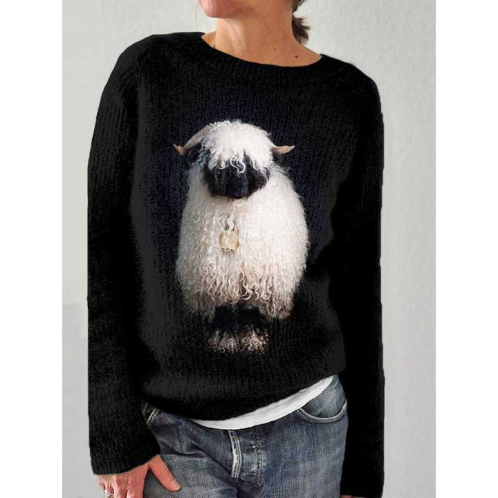Damen nan bestickter Strickpullover mit reliefartiger Blumenstickerei und Rundhalsausschnitt Echo Archiv