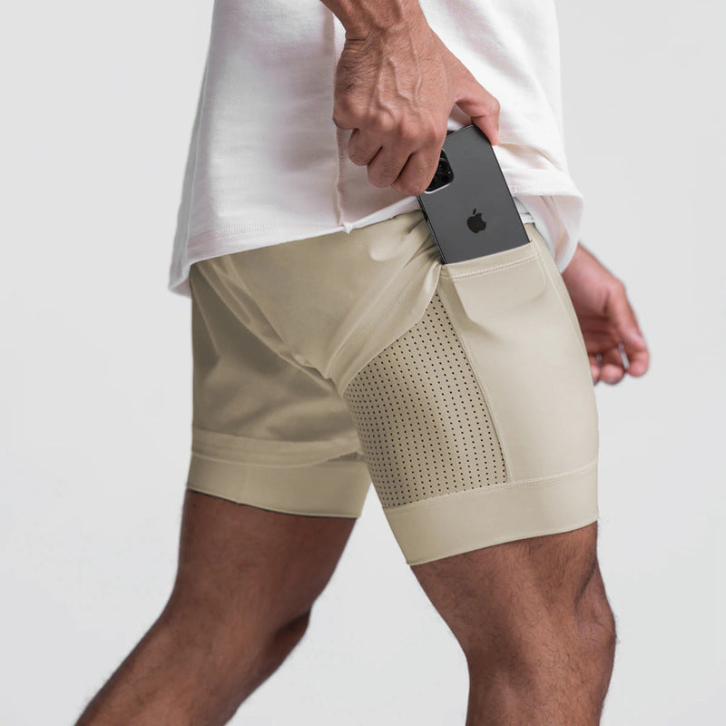 Herren Sportliche kurze Trainingsshorts mit praktischen Reißverschlusstaschen Echoarchiv