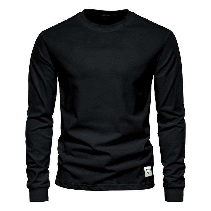 Herren nan klassisches langärmliges Baumwollshirt mit Rundhalsausschnitt und elastischen Bündchen Echo Archiv