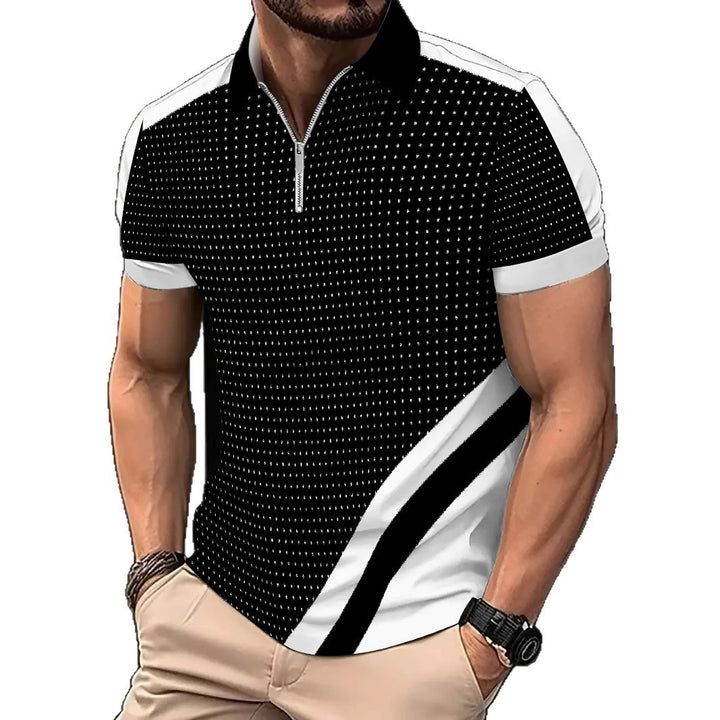 Herren Sportliches Kurzarm-Poloshirt mit modernem Reißverschluss Echoarchiv