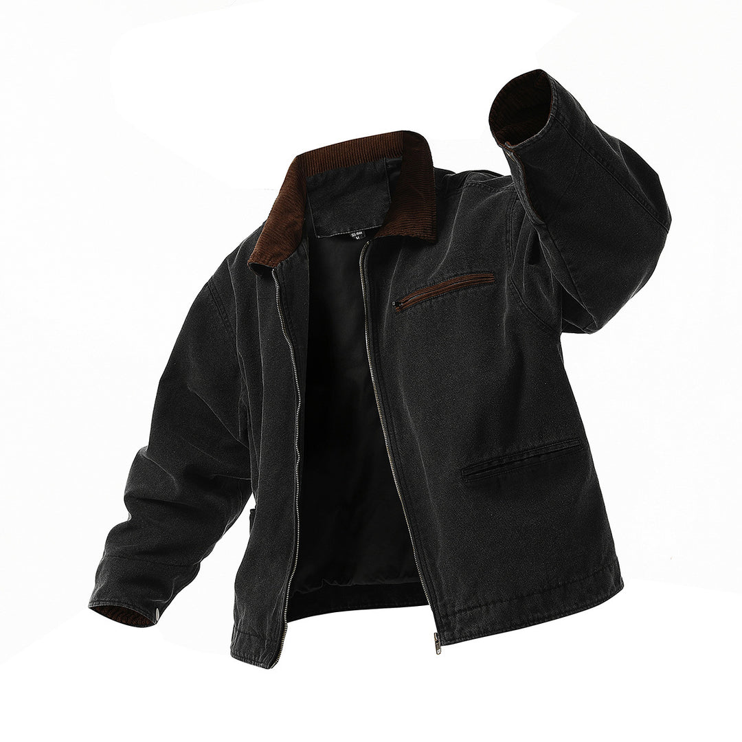 Herren urbane Übergangsjacke mit strukturiertem Stehkragen und zahlreichen praktischen Taschen Echoarchiv