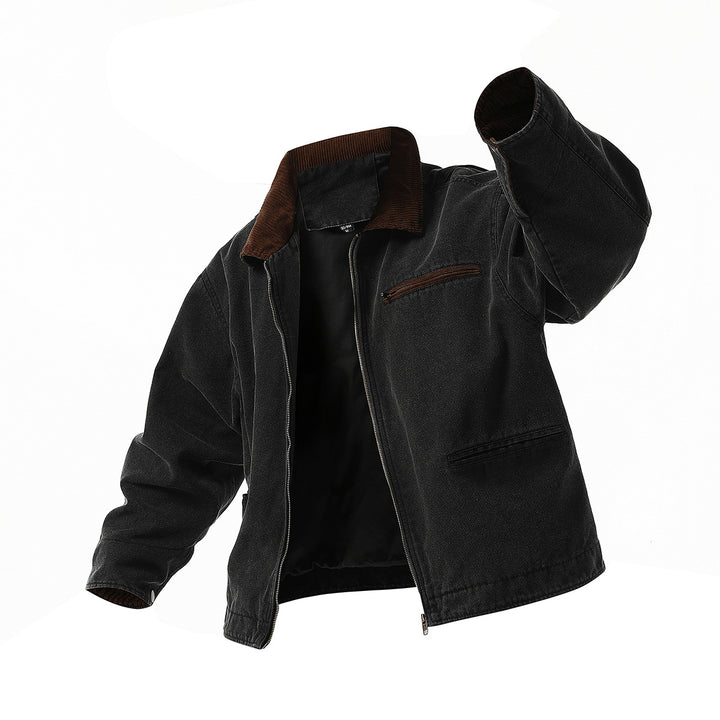 Herren urbane Übergangsjacke mit strukturiertem Stehkragen und zahlreichen praktischen Taschen Echoarchiv
