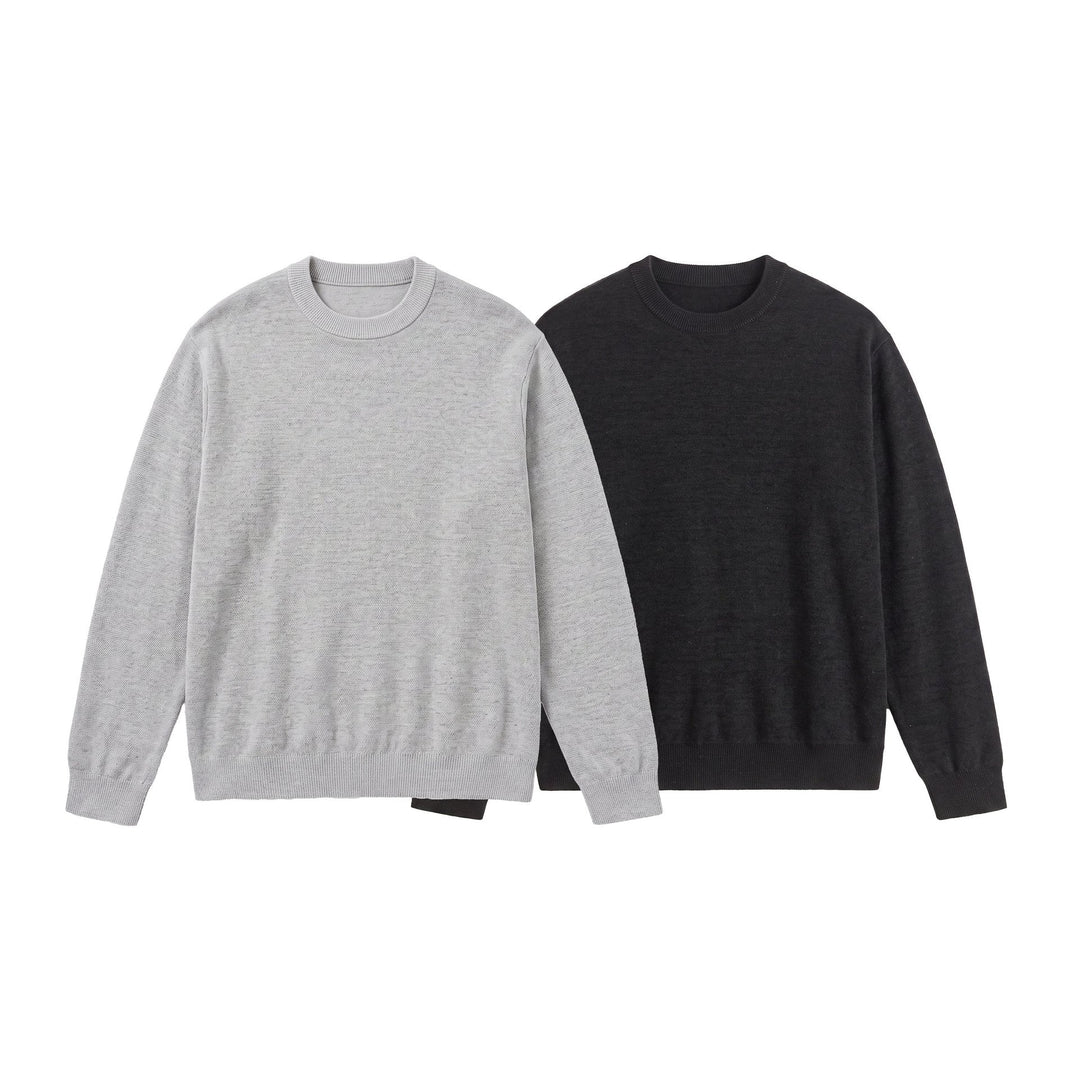 Herren Feiner Rundhals‑Sweatpullover aus Terry‑Frottee mit geripptem Saum Echoarchiv