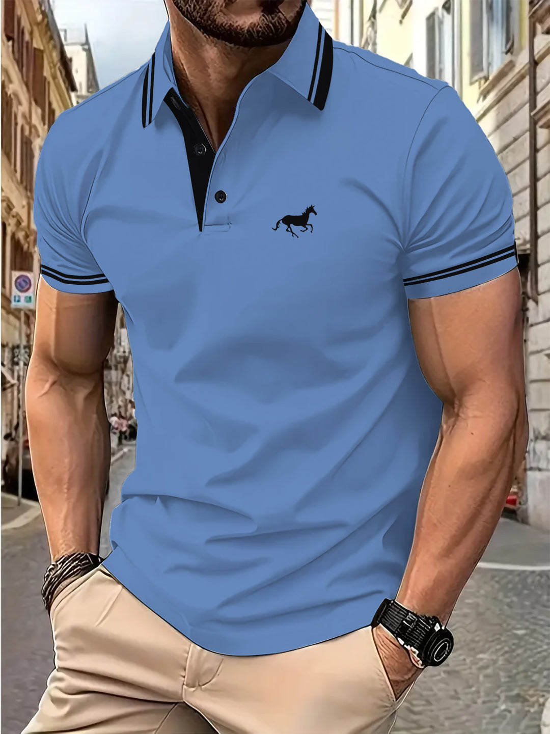 Herren Poloshirt mit modernem Kontrastkragen Echoarchiv