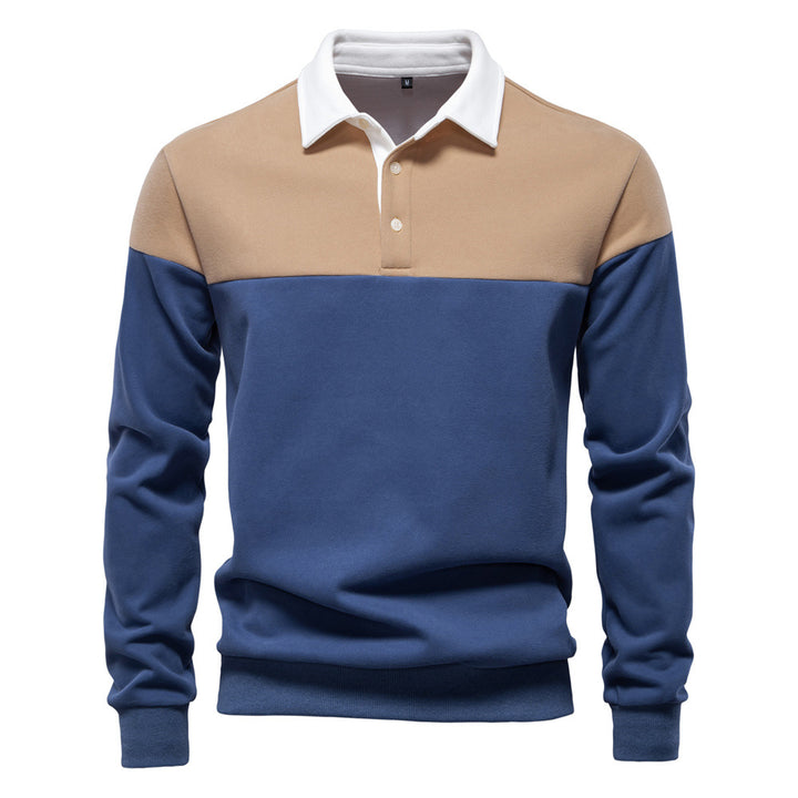 Herren Langarm Poloshirt mit modernen Farbapplikationen und hochwertigem Stoff Echoarchiv