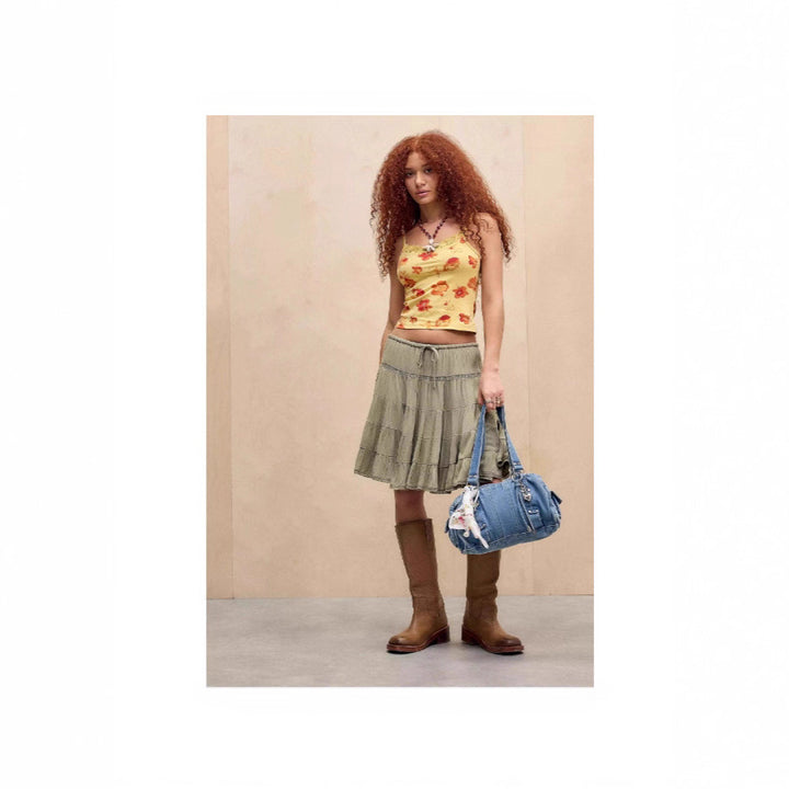 Damen florales Spaghetti-Top mit Spitzenrand Echo Archiv