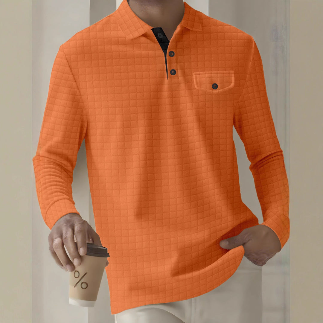Herren Langarm Poloshirt mit strukturiertem Design Echoarchiv