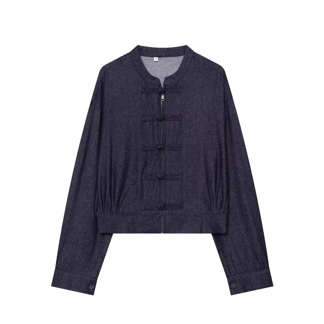 Damen Kurzer Blouson im China‑Stil mit Stehkragen und Zierknoten Echo Archiv