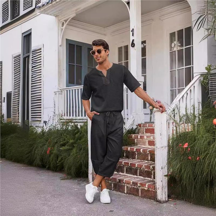 Herren lässiges Freizeitanzug-Set mit stylischem Knopfleisten-Design Echoarchiv
