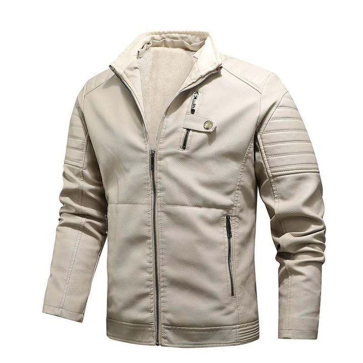 Herren Urbaner Bikerjacke in Lederoptik mit Teddyfutter und gesteppter Ärmeldetail Echoarchiv