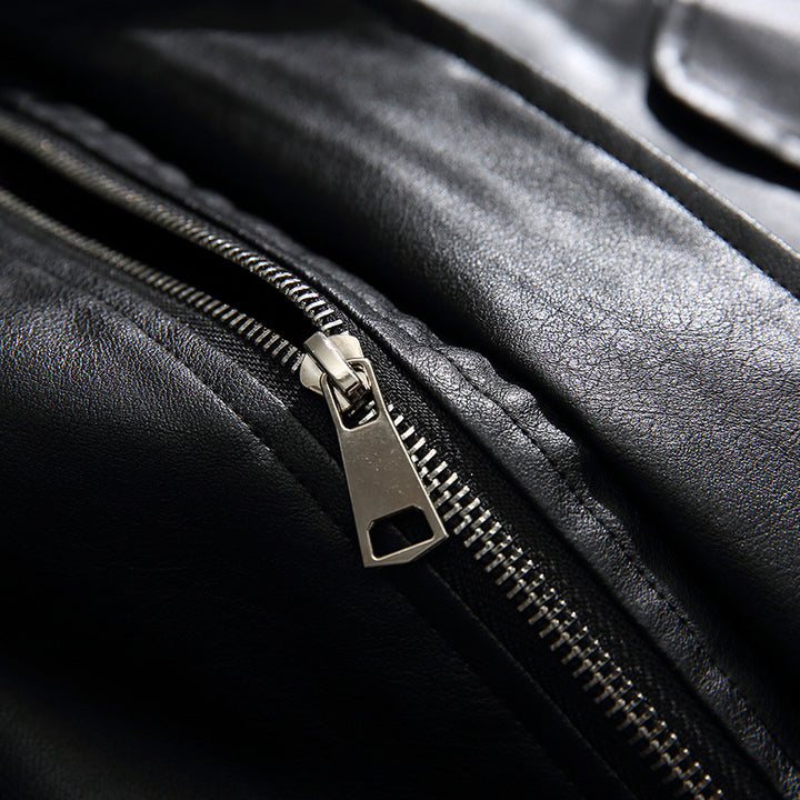Herren Boxy Kunstleder-Blousonjacke mit Stehkragen Druckknopfblende und elastischem Saum Echo Archiv