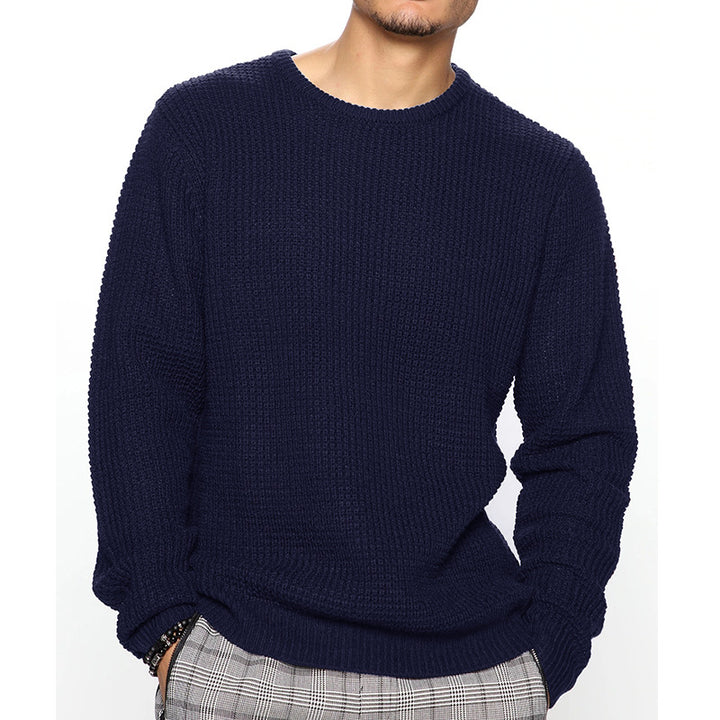 Herren Grobgestrickter Rundhals-Pullover mit Körbchenmuster und Relaxed-Fit Echo Archiv
