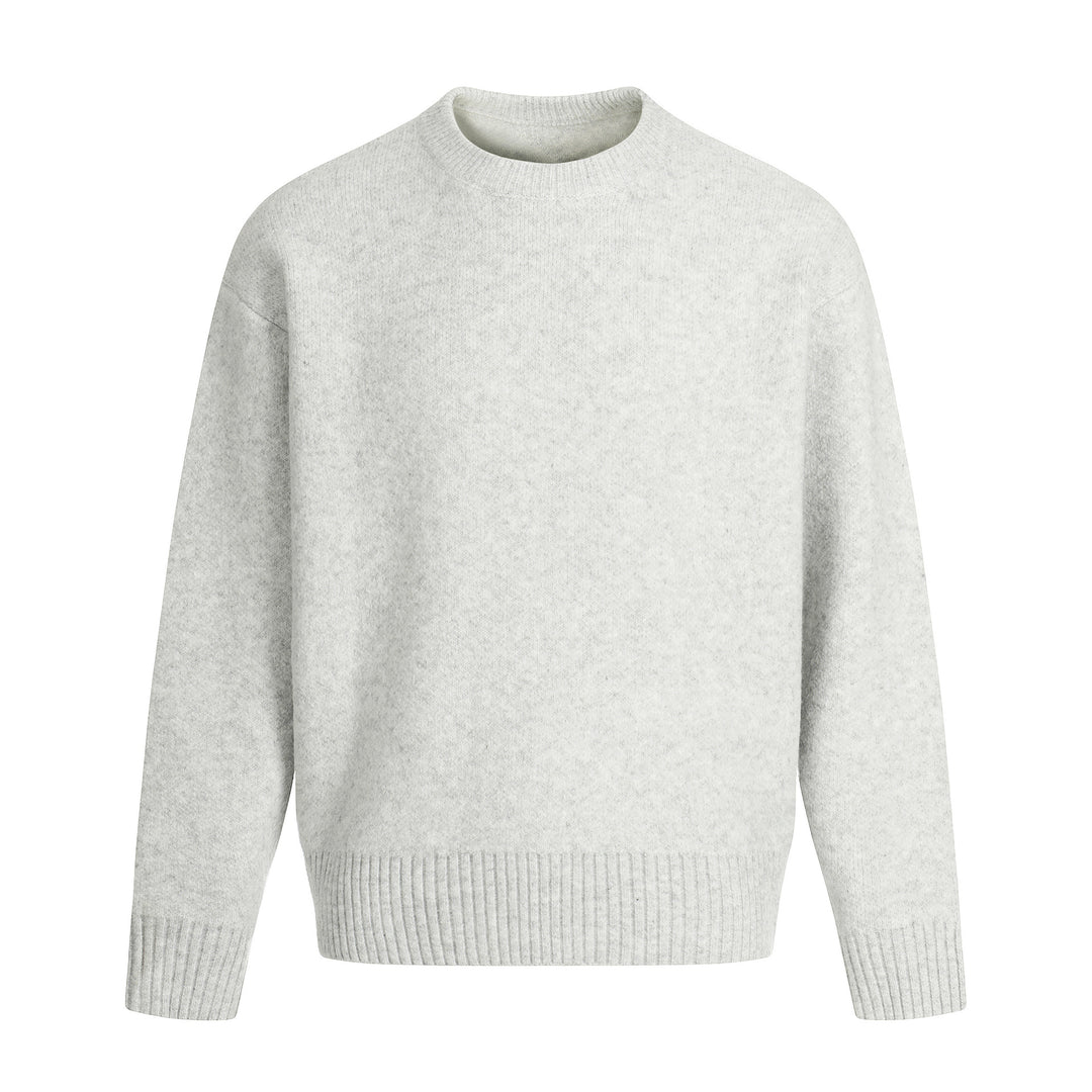 Unisex Feinstrickpullover mit Rundhalsausschnitt, Drop-Shoulder und breitem Rippenbund Echoarchiv