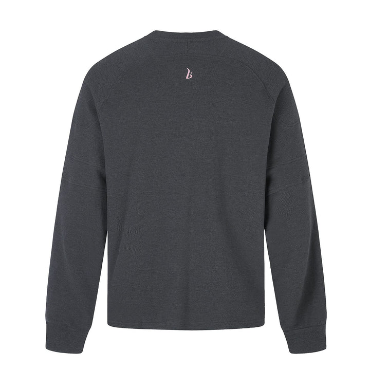 Damen Oversize Sweatshirt mit V‑Ausschnitt, Raglanärmeln und Frontprint Echoarchiv