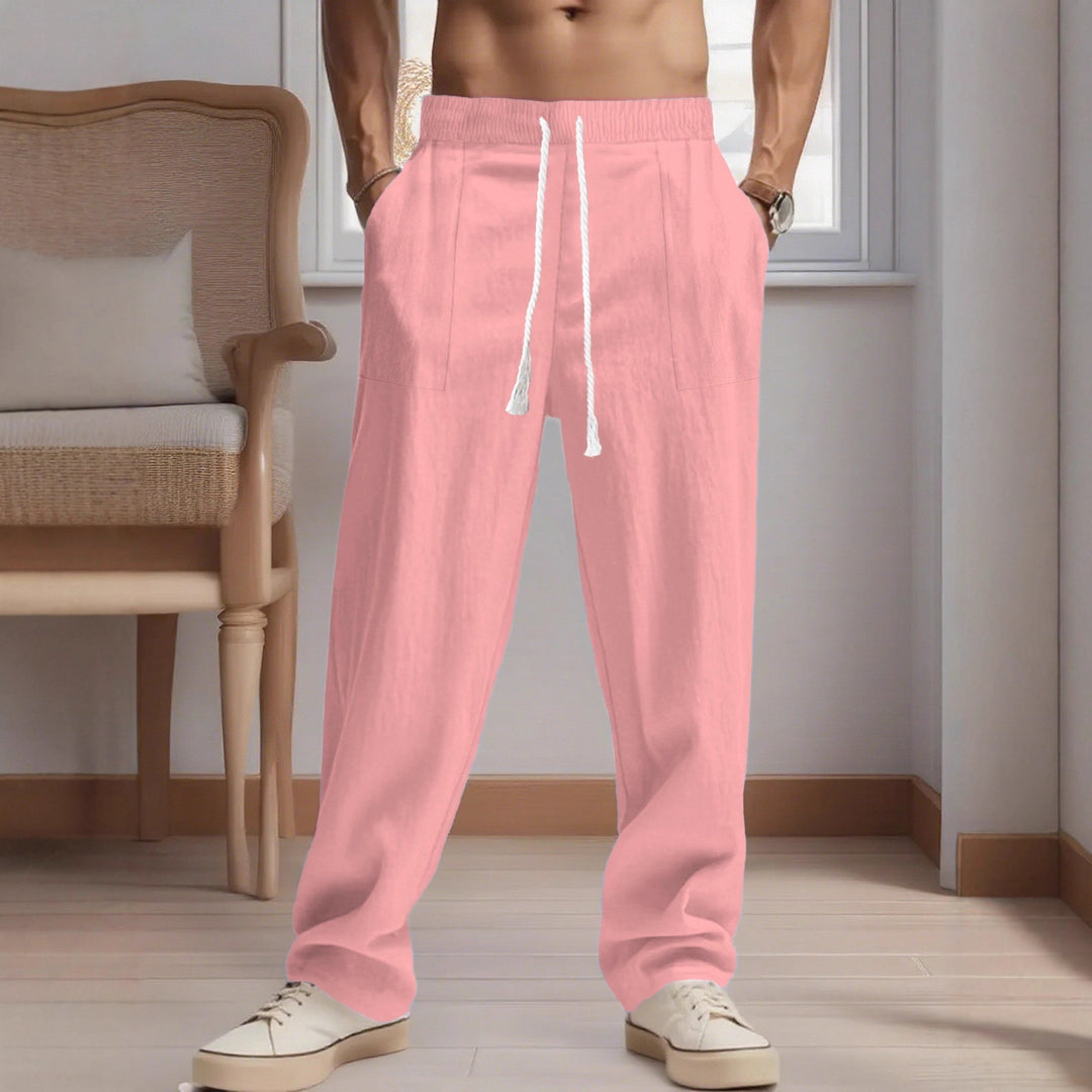 Herren bequeme Leinenhose mit elastischem Bund und praktischen Taschen Echoarchiv