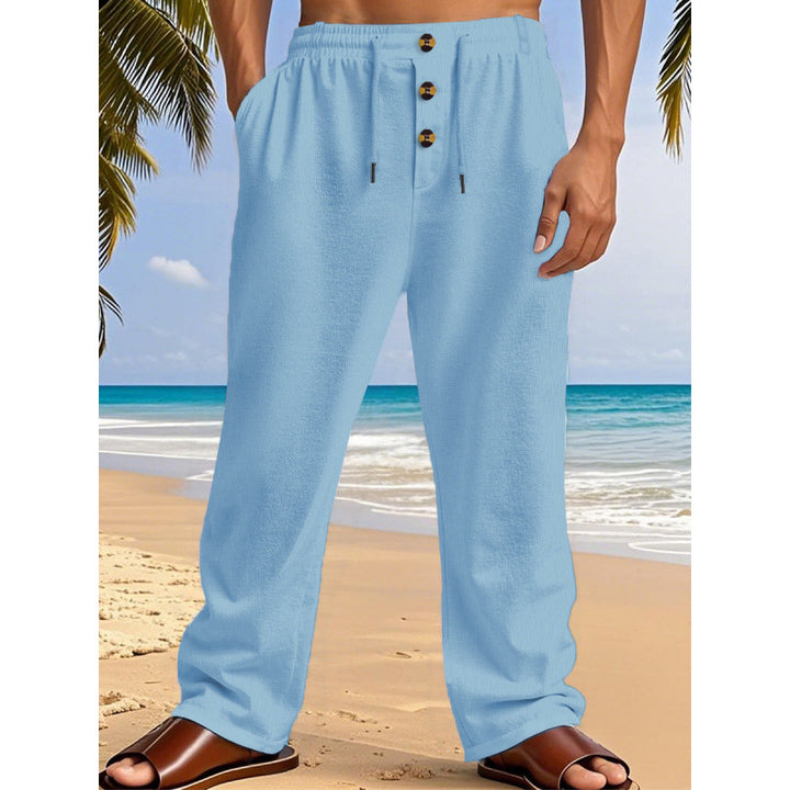 Herren Bequeme Sommerfreizeithose mit elastischem Bund und modernen Knopfdetails Echoarchiv