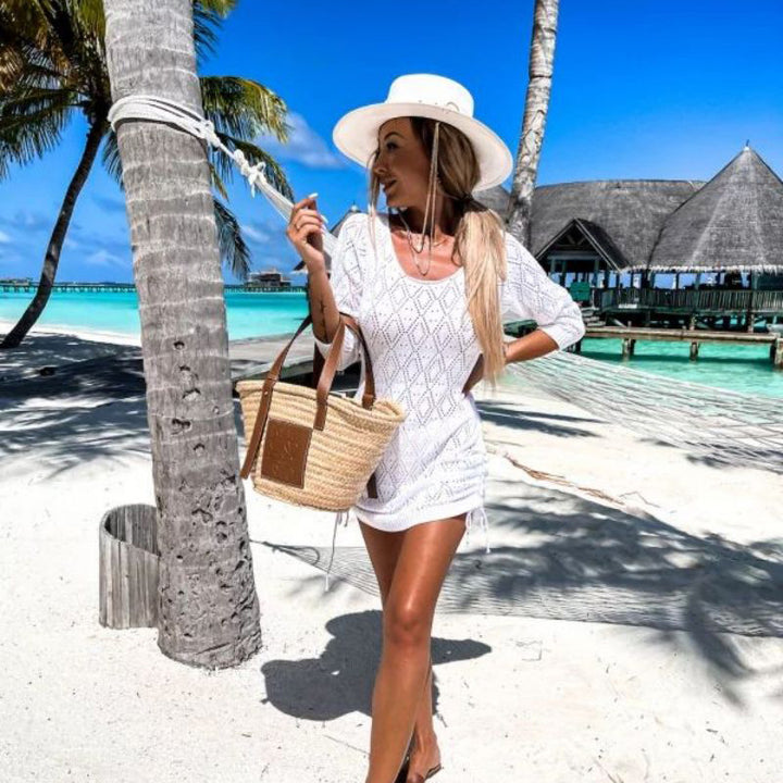 Damen lässiges Strandkleid mit seitlichen Bindebändern Echo Archiv