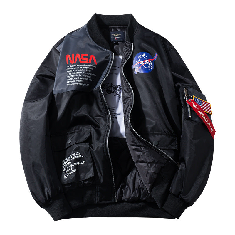 Herren Modische Bomberjacke mit authentischen NASA-Patches