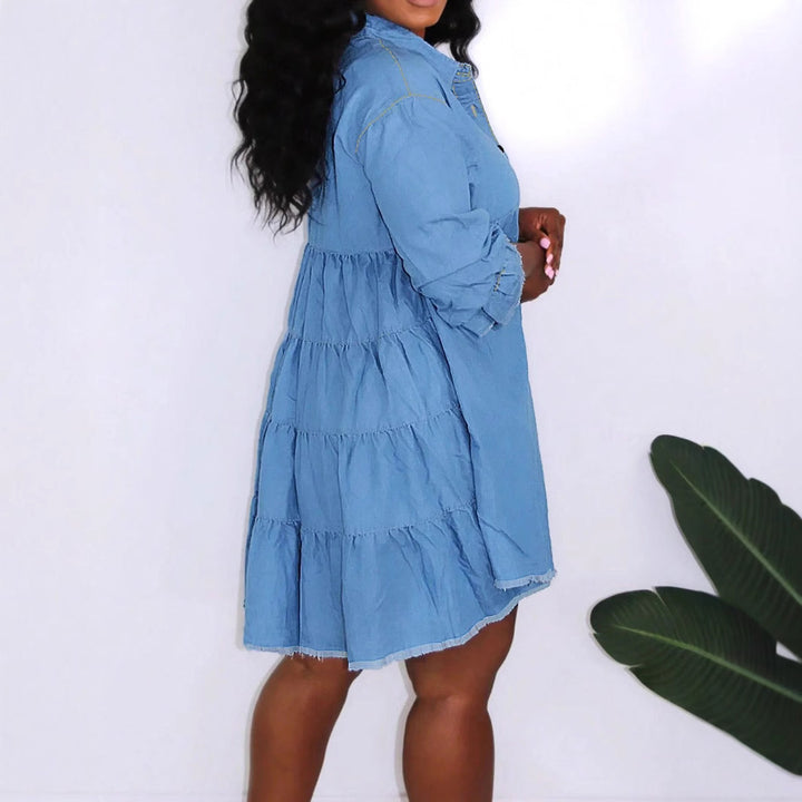 Damen Oversize-Denim-Hemdkleid mit durchgehender Knopfleiste und Eingrifftaschen Echo Archiv
