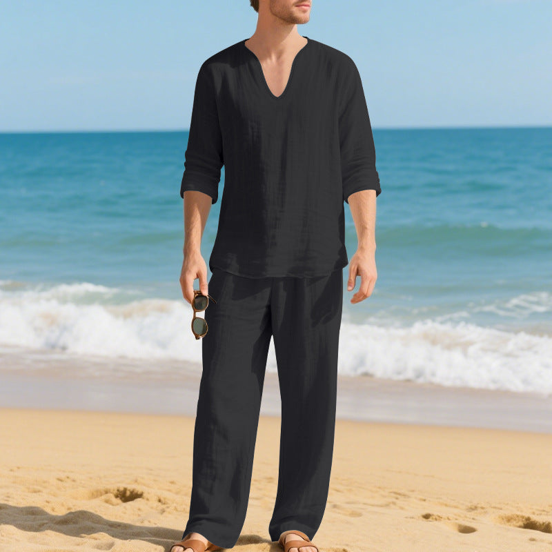 Herren lässiges Strand-Outfit aus atmungsaktiver Baumwolle Echoarchiv