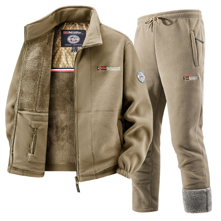 Herren Thermo-Fleece-Set mit Kapuzenjacke, Sherpa-gefüttert und elastischer Jogginghose – Marzano