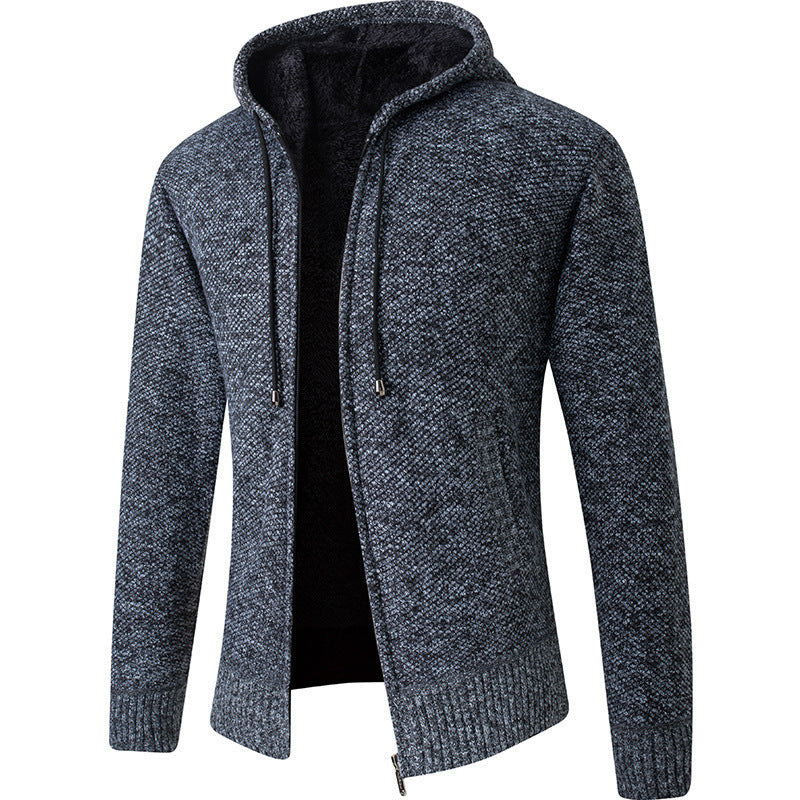 Herren gemütliche Strickjacke mit Kapuze Echoarchiv