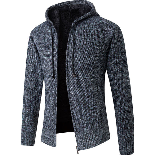 Herren gemütliche Strickjacke mit Kapuze Echoarchiv