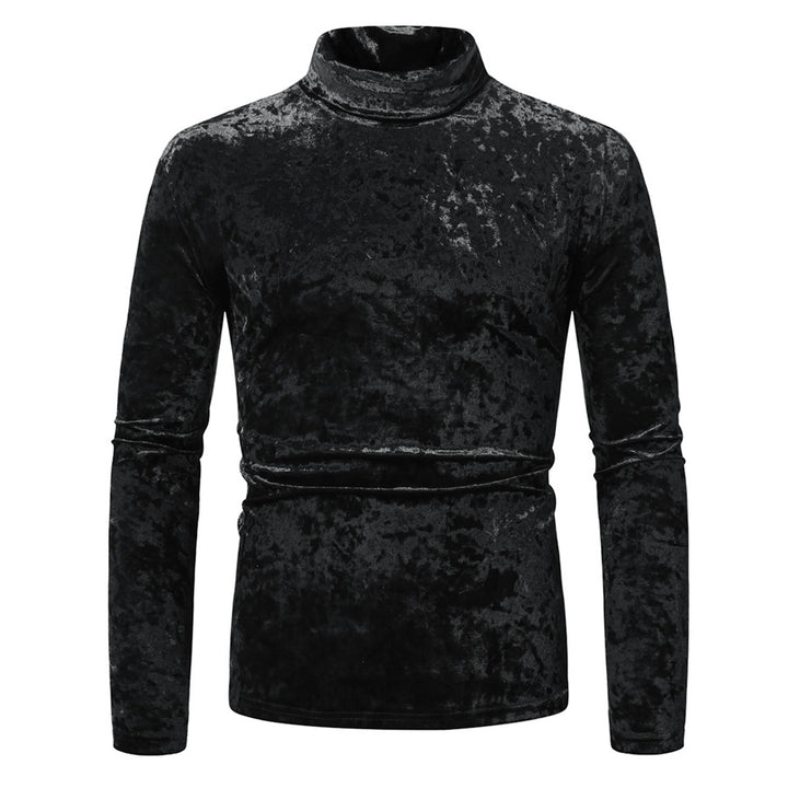 Herren Figurbetontes Samt-Longsleeve mit Stehkragen und leichtem Stretch Echo Archiv