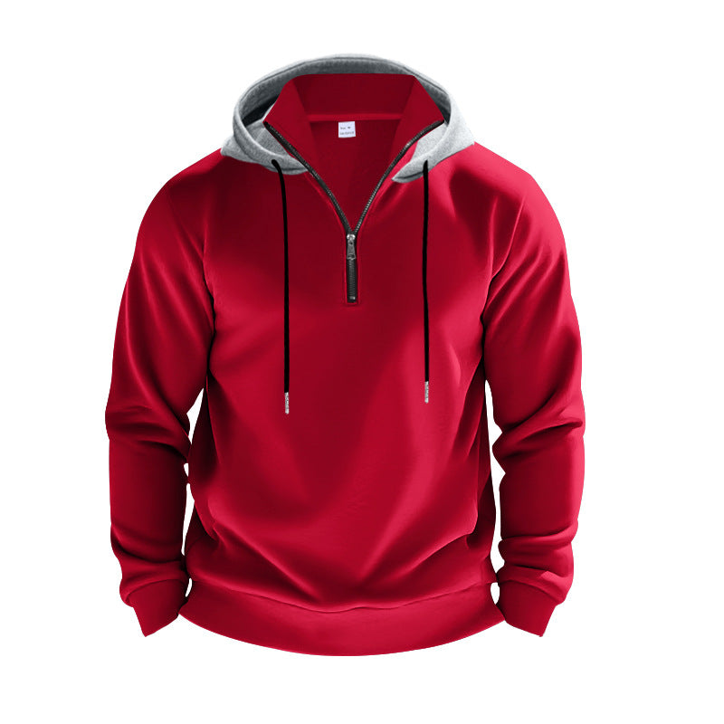 Herren Pullover mit halb zip und dekorativem Kapuze Echoarchiv
