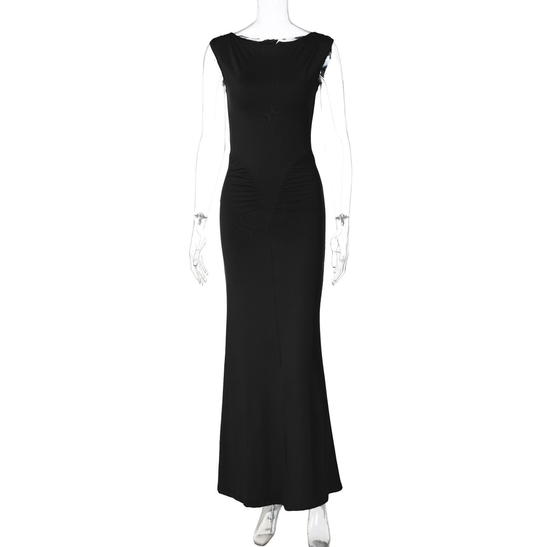 Damen Figurbetontes Maxikleid mit hochgeschlossenem Design und Raffung Echo Archiv