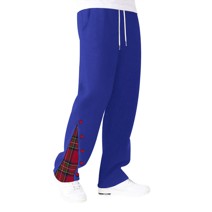 Herren lässige Freizeithose mit Knopfdetails und modernem Karomuster Echoarchiv