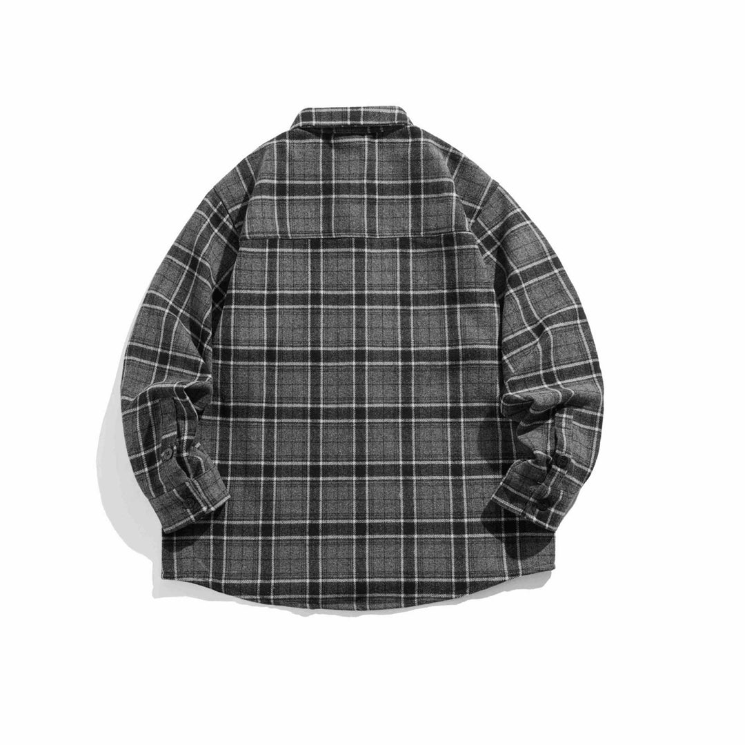 Herren Kariertes Overshirt im Shacket‑Stil aus weichem Flanell mit aufgesetzter Brusttasche Echoarchiv