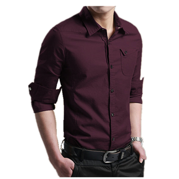Herren Slim-Fit Baumwollhemd mit Kentkragen und Brusttasche Echo Archiv