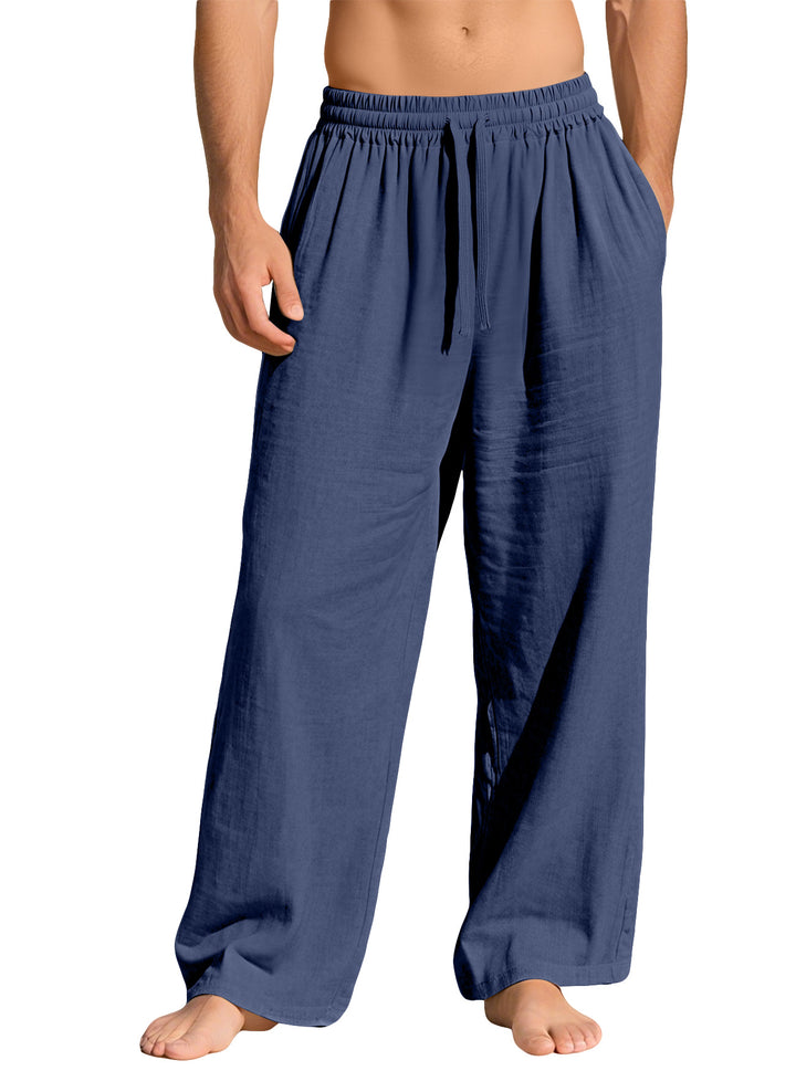 Herren nan leichte Leinen-Loungehose mit elastischem Bund und Seitentaschen Echo Archiv