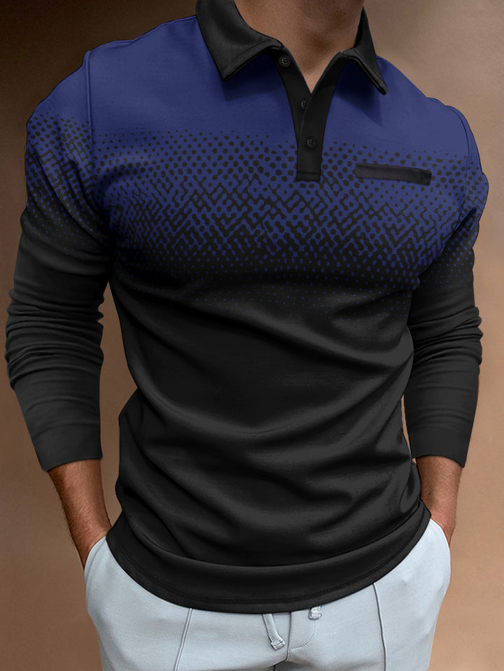 Herren Poloshirt mit einzigartigem Digitaldruck und komfortablem Langarmdesign Echoarchiv