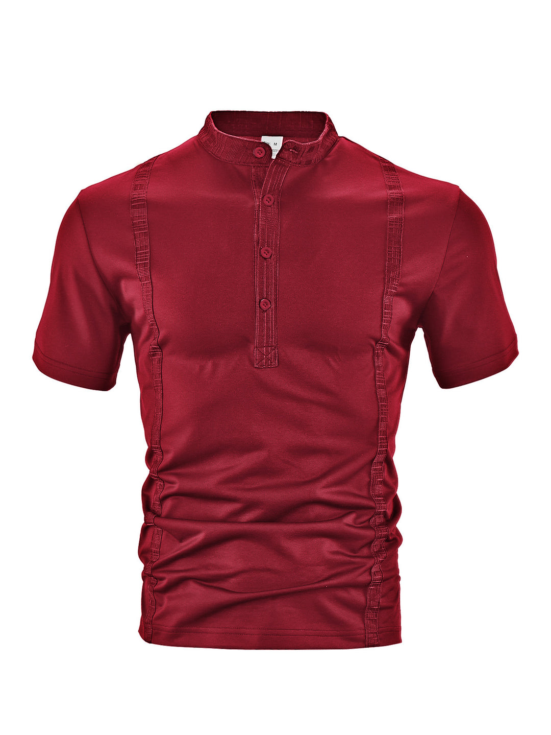 Herren nan Kurzarm-Stehkragenshirt mit verdeckter Knopfleiste, Zierpaspeln und figurbetonter Silhouette Echo Archiv