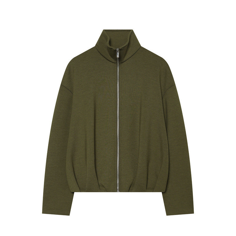Damen Leichter Zip-Cardigan mit Stehkragen und kastiger Silhouette Echo Archiv