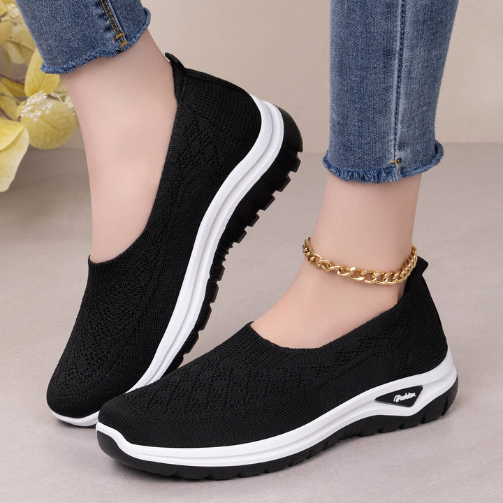 Damen nan gestrickter Slip-On Komfortwalker mit Memory-Fußbett, elastischem Sockeneinstieg und rutschfester Profilsohle Echo Archiv