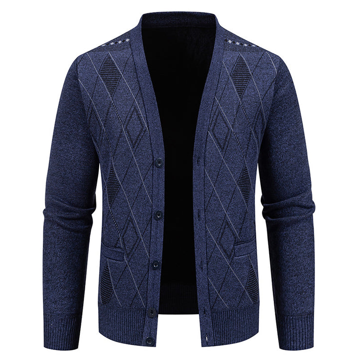 Herren stylische Strickjacke mit V-Ausschnitt und strukturiertem Muster Echoarchiv