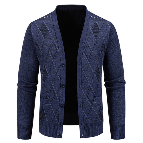 Herren stylische Strickjacke mit V-Ausschnitt und strukturiertem Muster Echoarchiv