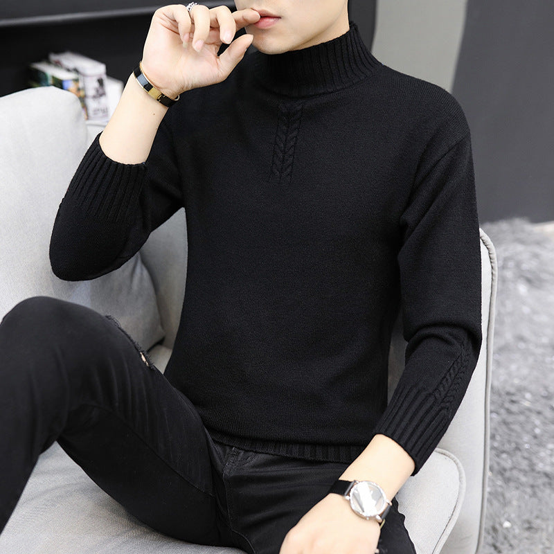 Herren Strickpullover mit hohem Kragen und Rippstrickdetails Echoarchiv