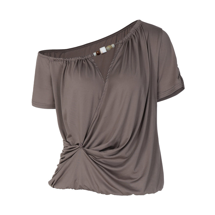 Damen Elegantes Off-Shoulder T-Shirt mit verspieltem Knoten Echo Archiv