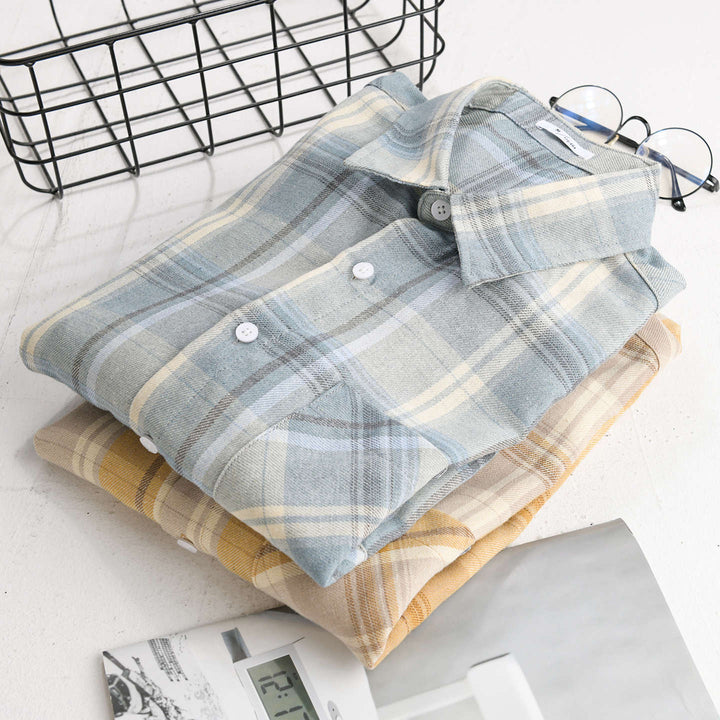 Herren Kariertes Leichtes Flanell-Overshirt mit Brusttasche und Relaxed-Fit Echoarchiv