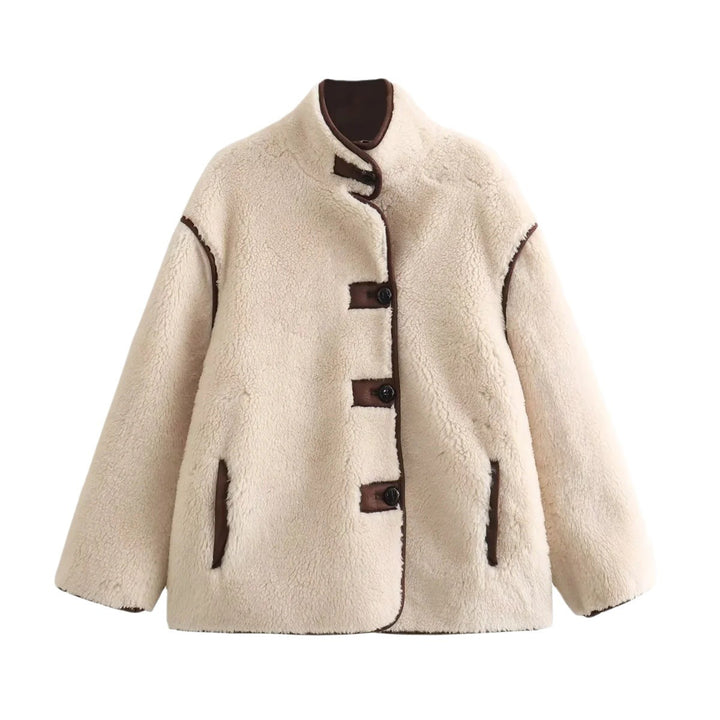 Damen 100+ kuschelige Teddy‑Jacke im Schaffell‑Look mit Stehkragen Echo Archiv